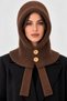 Woven winter beanie-balaclava with soft, fuzzy fabric and button details - 3