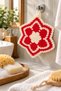 100% Hand-Knitted Red and White Bath Sponge - Hand-Knitted Flower-Patterned Bath Sponge – Soft-Textured, Traditional Bridal Set Knitted Shower Sponge (1 Piece)
