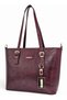 Burgundy, Shiny Finish, Bucket Style, Adjustable Strap, Women's Shoulder Bag - 2