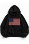Women's USA Flag Stone-Printed Oversized Hooded Sweatshirt