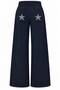 Women's Star Stone-Printed Curved-Hem Fleece-Lined Wide-Leg Sweatpants