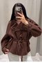 Women's Suede Winter Jacket with Fur-Lined, Belted Design - 6