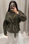 Women's Suede Winter Jacket with Fur-Lined, Belted Design - 7