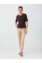 Bitter Coffee Button-Collar Detail Crew-Neck Short-Sleeve Knit Blouse - 2