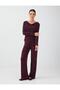 Burgundy Cowl Neckline Loose-Fitting Blouse with Sequin Details - 2
