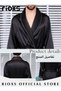 Men's Long Sleeve Satin Robe, Lightweight Silky Kimono Bathrobe with Adjustable Tie and 2 Pockets, S - 3
