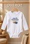 First Grandson Baby Bodysuit, Crown, and Booties—Printed White Long-Sleeved Bodysuit 6124