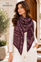 Ultra-Luxury Burgundy-Patterned Shoulder Shawl, Scarf, and Headscarf, 110x110 cm - 3