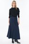 High-Waisted Suede Skirt, Navy Blue - 2