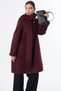 Shepherd-Style Buttoned Wool Coat, Burgundy