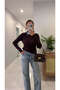 Volle Kahve Removable Denim Collar Detail with Braided Knitted Details Knit Sweater - 2