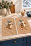 Honey Skater Teddy Bear Print and Skates with Caramel Pattern—New Year's Decorative 2-Piece Kitchen Towel Set, 35x55 cm