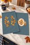 Botanical Leaves Leaf and Plate Pattern, Petrol Blue Decorative 2-Piece Kitchen Towel Set, 35x55 - 8