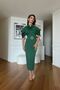 women's shoulder detail buckle belted midi length dress NBNC110095 - 2