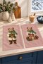 Cozy Teddy Bear Print and Packet Powder Pink Digitally Printed 2-Piece Kitchen Towel Set, 35x55 cm