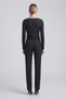 Women's Boat Neck 3D Flower Appliqué Detail Slim Fit Long-Sleeve Blouse & T-Shirt, Black - 4