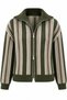 Khaki - Dark Beige Striped Cardigan - TH261048