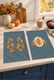 Botanical Leaves Leaf and Plate Pattern, Petrol Blue Decorative 2-Piece Kitchen Towel Set, 35x55 - 6
