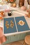 Botanical Leaves Leaf and Plate Pattern, Petrol Blue Decorative 2-Piece Kitchen Towel Set, 35x55 - 3