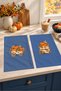Harvest Wagon Handcart and Pumpkin Denim Blue Patterned Decorative 2-Piece Kitchen Towel Set 35x55 - 8