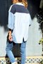 Navy Blue, Multi-Piece, Asymmetrical, Knit, Paneled, Cotton, Loose-Fitting Shirt with Pockets 75 50 - 6