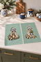 Sage Raccoon Raccoon and Scarf Aquamarine-Patterned New Year's Decorative 2-Piece Kitchen Towel Set, 35x55 cm - 4