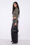 Women's Swirl-Patterned Mock Neck Off-the-Shoulder Long-Sleeve Stretch Cropped Blouse - 3