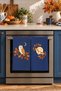 Midnight Owl: Owl and Leaf Navy Blue Digitally Printed 2-Piece Kitchen Towel Set, 35x55 cm
