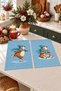 Ice Skating Teddy Bear Print: Blue-Patterned Digital Print 2-Piece Kitchen Towel Set, 35x55 cm