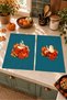 Autumn Brew Coffee and Scarf Navy Blue Digitally Printed Patterned 2-Piece Kitchen Towel Set, 35x55 cm
