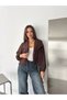 Women's Suede Double-Breasted Wrap Neckline Blazer with Side-Tie and Buckled Details - 4