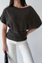 Women's Brown Wool Blend Boat Neck Sweater with a Belt - 6