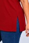 Plus Size V-Neck Slit Cotton Basic T-Shirt - RED - 6