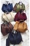 Suede-Textured Wallet with Charm, Large Women's Hand and Shoulder Bag, Brown - 3
