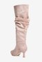 Women's Suede Boots with Ruched Detail, Pointed Toe, Short, Stiletto Heel, and Zipper Closure—Ziska Taupe Color - 3