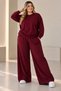 Women's Plus Size Oversized 2-Piece Sweatsuit Set—Solid Color, Basic, Relaxed Fit, Casual Everyday Sportswear, Wide-Leg Pants