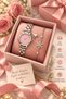 Women's Pink-Dial Silver-Tone Wristwatch and Snowflake Bracelet 2-Piece Set - 4