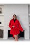 Women's Short Trench Coat with Belt Detail, Flag Red - 3