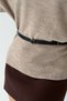Women's Beige Wool Blend Boat Neck Sweater with a Belt - 8