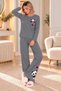 Women's Long-Sleeved Cotton Pajama Set with Panda Print - 2