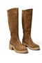 R654047702 Tan/Beige Genuine Leather Suede Women's Boots with Thick Heels - 4