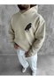 Black Oversized Premium Sweatshirt with Hood and Eagle Embroidery - 4