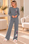 Women's Long-Sleeved Cotton Pajama Set with Panda Print - 4