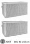 (2 Pcs) Gray Striped Zippered Mega Size Storage Bag Pillow-Quilt-Clothing Organizer 80*40*60 cm