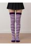 Women's Thin-Banded Purple, White, and Fuchsia Cotton Knee-High Socks - Patterned Socks - 2