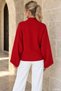 WOMEN'S BATWING SLEEVE MOCK NECK KNIT BLOUSE - 5