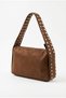 Studded Detail Rocker-Style Tan Suede Shoulder Bag - 3