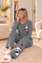 Women's Long-Sleeved Cotton Pajama Set with Panda Print - 5
