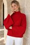 WOMEN'S BATWING SLEEVE MOCK NECK KNIT BLOUSE - 2