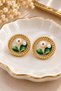 Vintage-Style Women's Earrings with Gold Accents and Pearls - 2